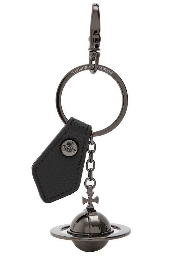 Photo: Vivienne Westwood 3D Orb Gunmetal and Leather Keyring - Black - One Size