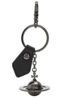 Vivienne Westwood 3D Orb Gunmetal and Leather Keyring - Black - One Size
