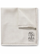 Brunello Cucinelli - Logo-Print Silk Pocket Square