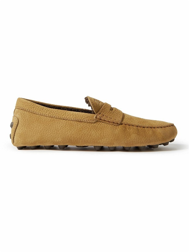 Photo: Tod's - City Shearling-Lined Nubuck Driving Shoes - Brown
