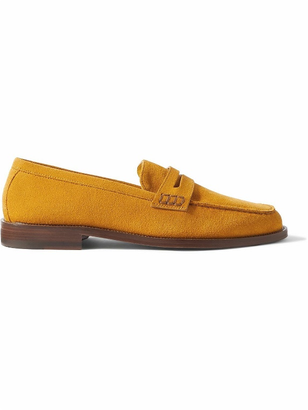 Photo: Manolo Blahnik - Perry Suede Penny Loafers - Yellow
