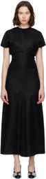 TOTEME Black Slouch Waist Basketweave Midi Dress