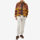 Universal Works Men's Santa Fe Fleece Lumber Jacket in Burgundy/Mustard