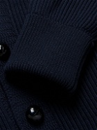 TOM FORD - Shawl-Collar Ribbed Wool Cardigan - Blue
