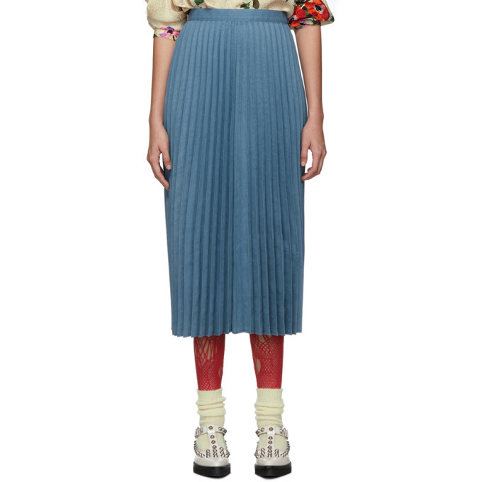 Junya Watanabe Blue Pleated Skirt Junya Watanabe