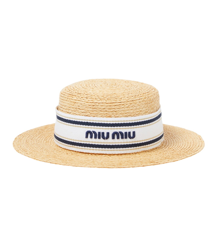 Photo: Miu Miu Logo raffia boater hat