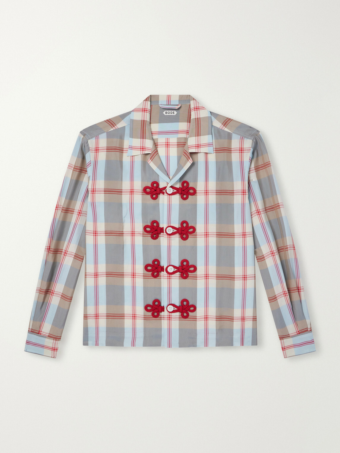 BODE - Canyon Trillium Camp-Collar Appliquéd Checked Organza Shirt - Multi