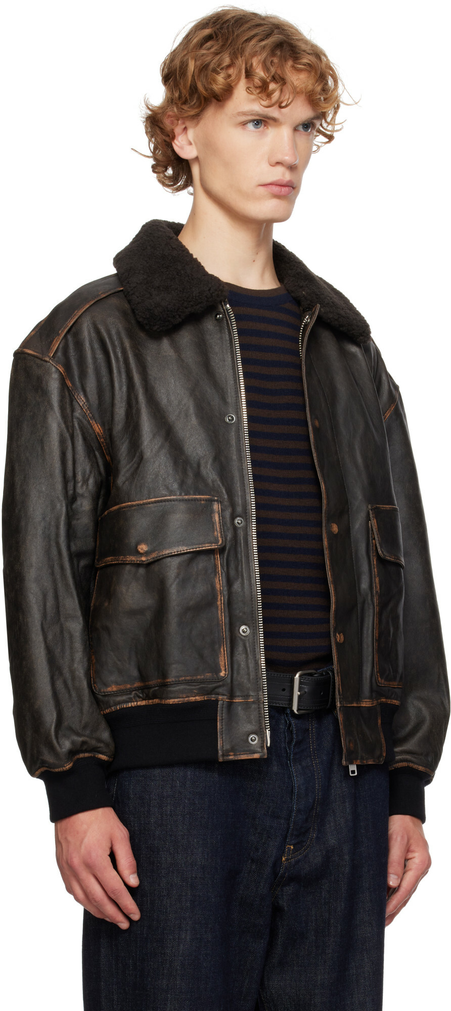 Dunst Black Detachable A-2 Leather Jacket