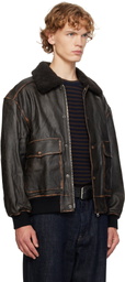 Dunst Black Detachable A-2 Leather Jacket