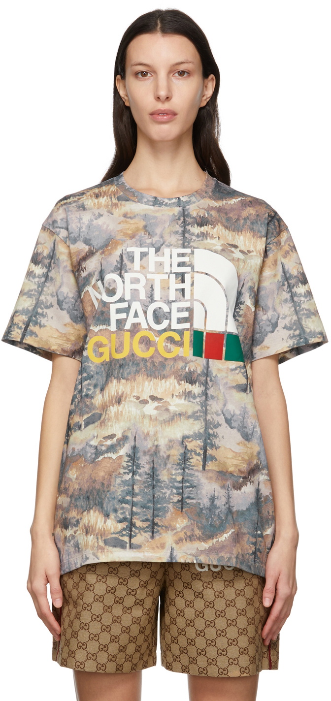 Gucci Multicolor The North Face Edition Forest Camo T-Shirt