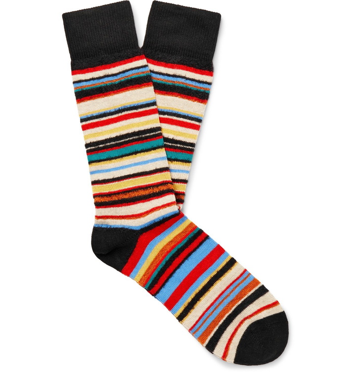 Photo: PAUL SMITH - Striped Textured Cotton-Blend Socks - Multi