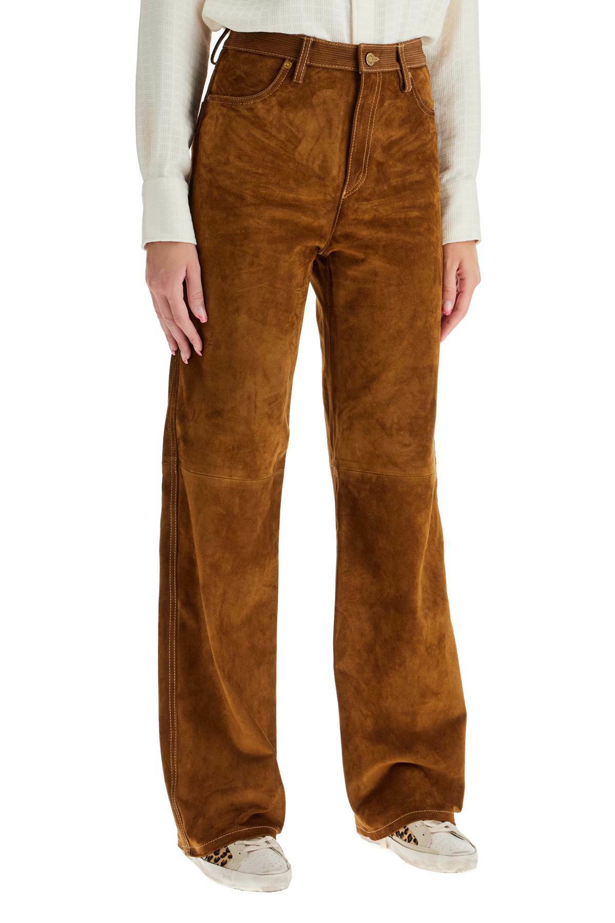 GOLDEN GOOSE suede leather pants for men Brown Golden Goose