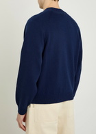 Kenzo Badges Appliquéd Cotton and Wool-blend Jumper Navy