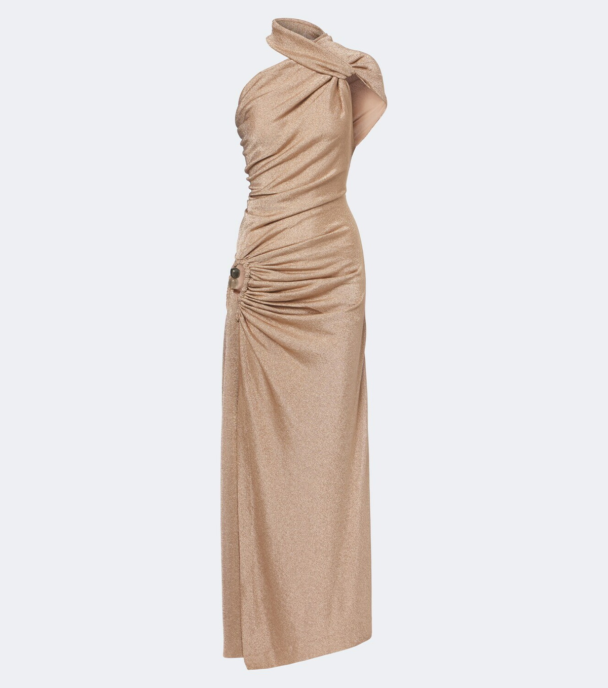 Christopher Esber Embellished one-shoulder jersey lamé gown
