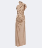 Christopher Esber Embellished one-shoulder jersey lamé gown