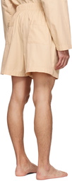 Tekla Beige Organic Cotton Pyjama Shorts