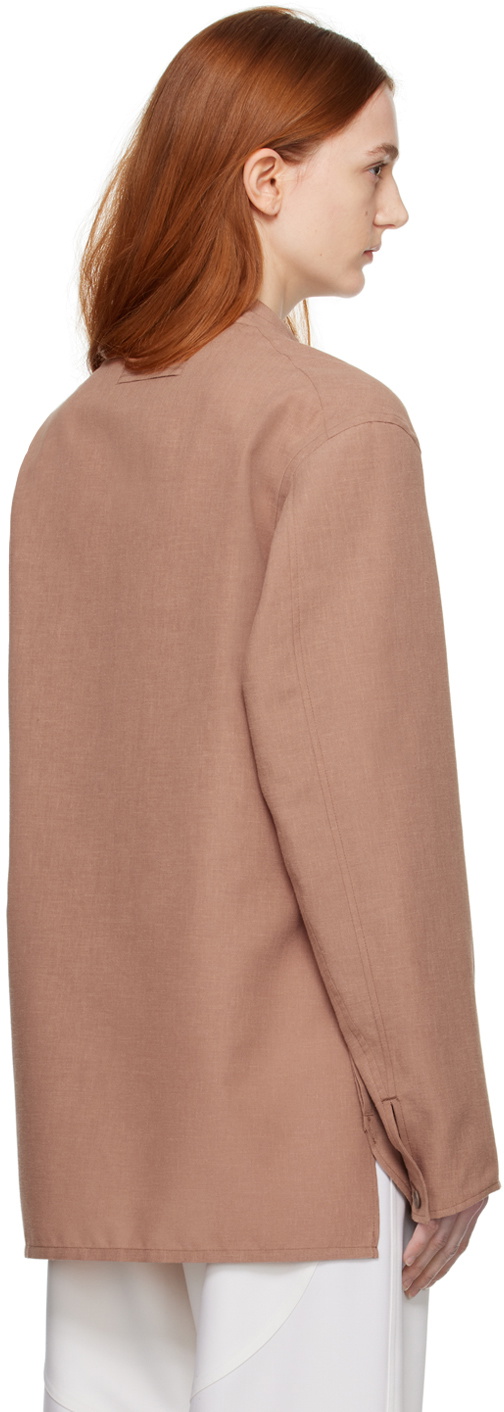 ZEGNA Brown Band Collar Shirt