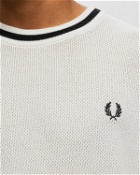 Fred Perry Textured Front Knitted T Shirt White - Mens - Shortsleeves