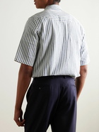 Officine Générale - Eren Camp-Collar Striped Cotton-Blend Seersucker Shirt - Blue