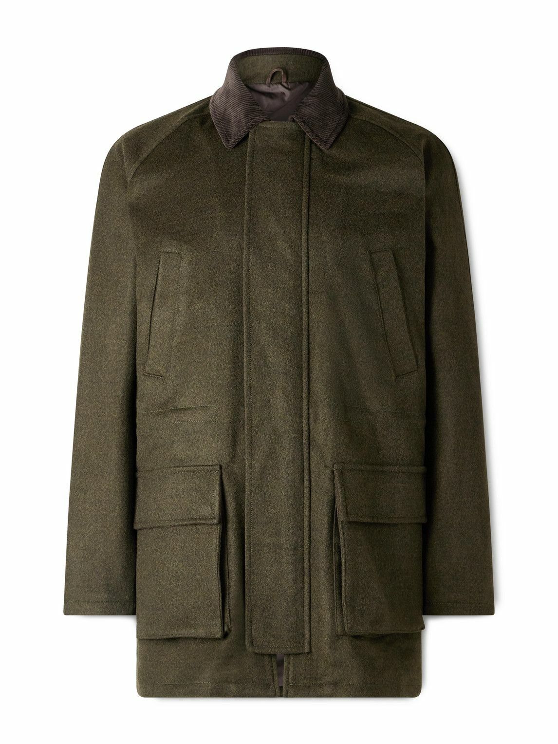 J. Mueser - Game Corduroy-Trimmed Wool Jacket - Green