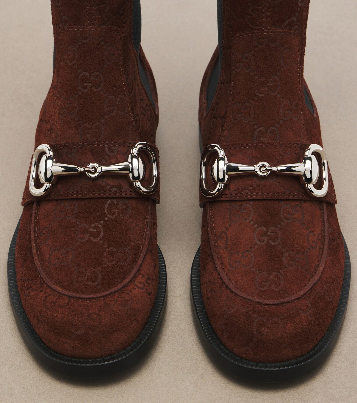 Gucci Boulevard Horsebit GG suede Chelsea boots