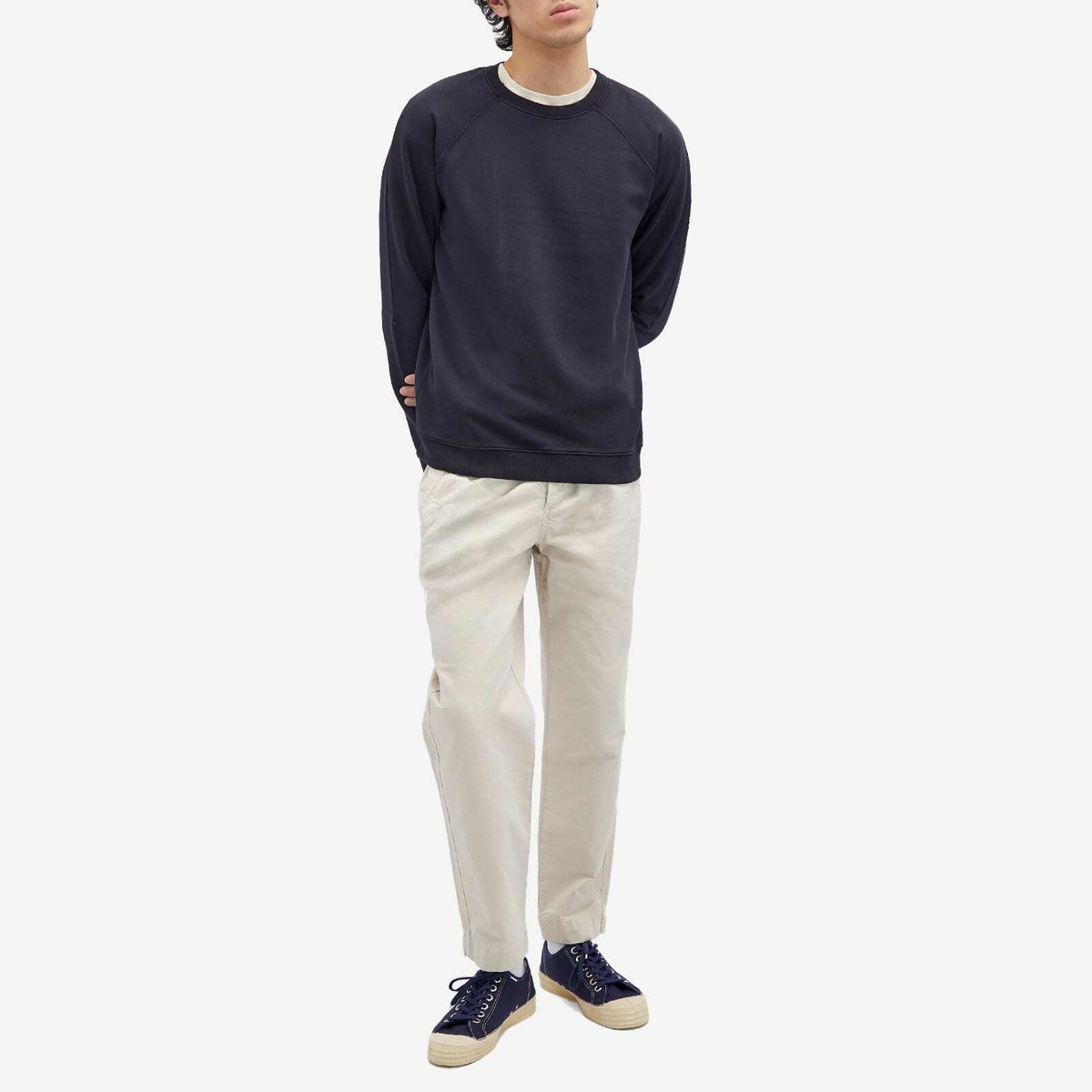 Folk Men's Rivet Crew Sweat in Navy