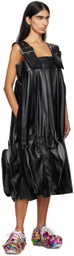 Comme des Garçons Black Pleated Faux-Leather Midi Dress