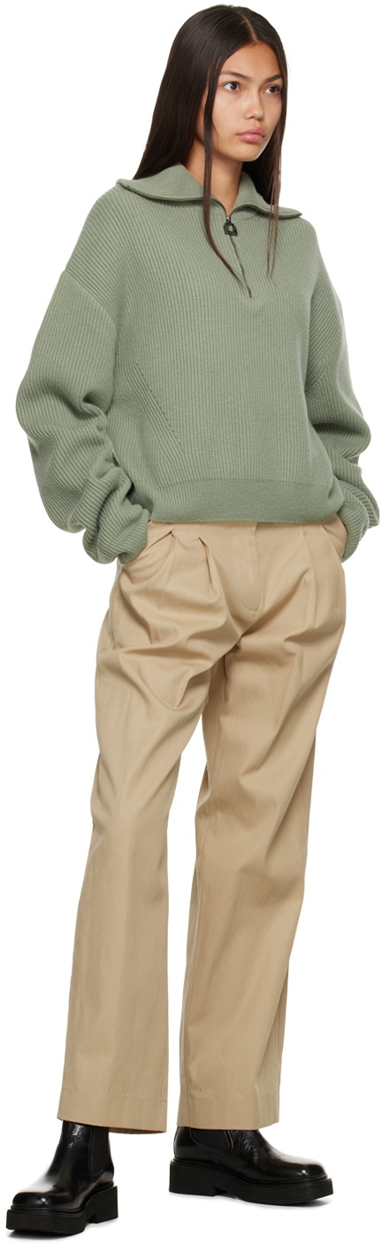 Wooyoungmi Green Half-Zip Sweater