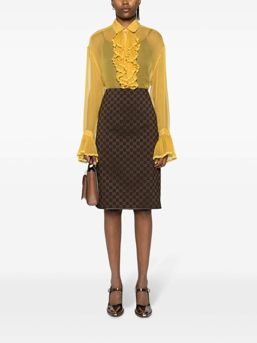 累積売上総額第１位【GUCCI★グッチ】MIDI PENCIL SKIRT 累積売上総額第1位【GUCCI☆グッチ】ビニール調 スカート