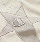Rick Owens - Champion Logo-Appliquéd Loopback Cotton-Blend Jersey Hoodie - Neutrals