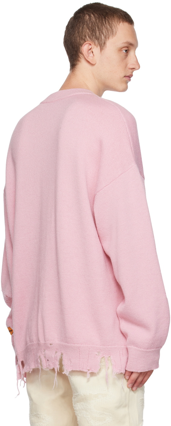 Heron Preston Pink Shredded Crewneck