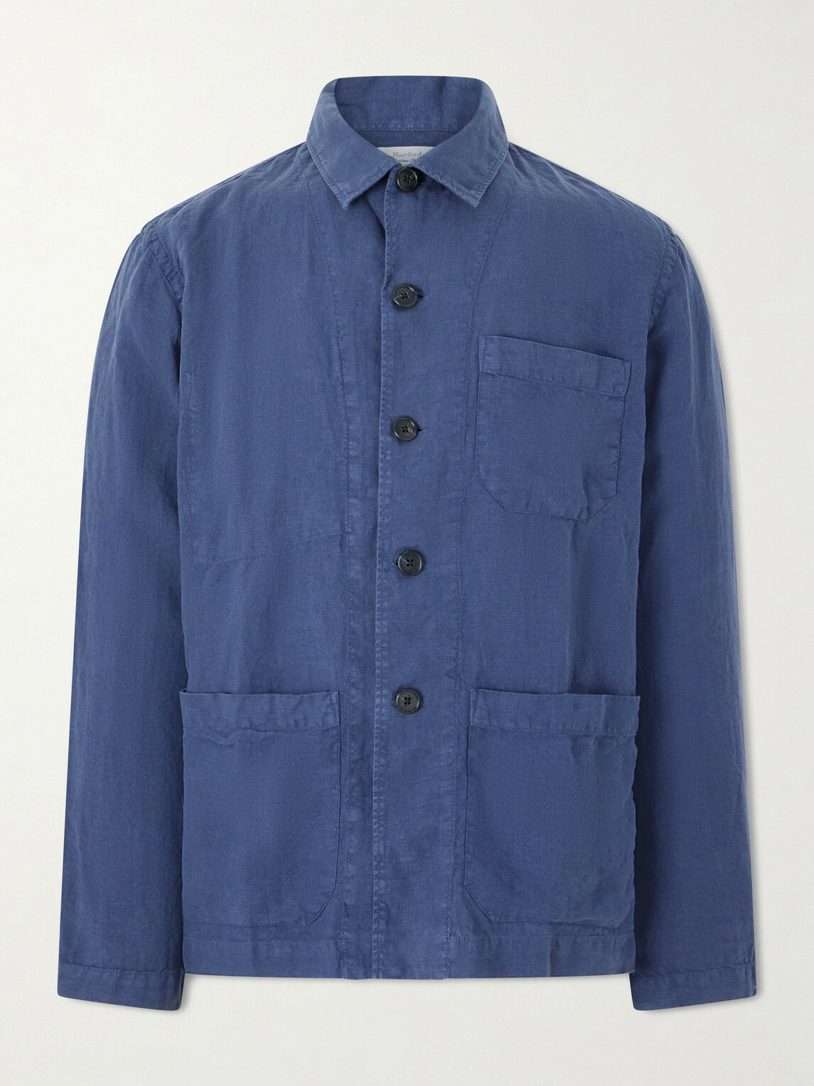Hartford - Perry Linen and Cotton-Blend Woven Jacket - Blue