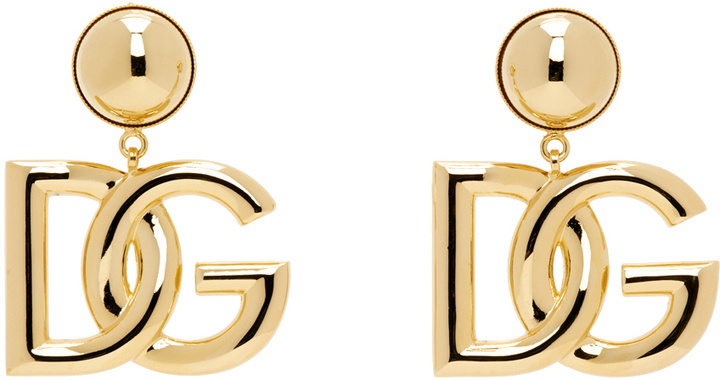 Photo: Dolce&Gabbana Gold 'DG' Logo Clip-On Earrings