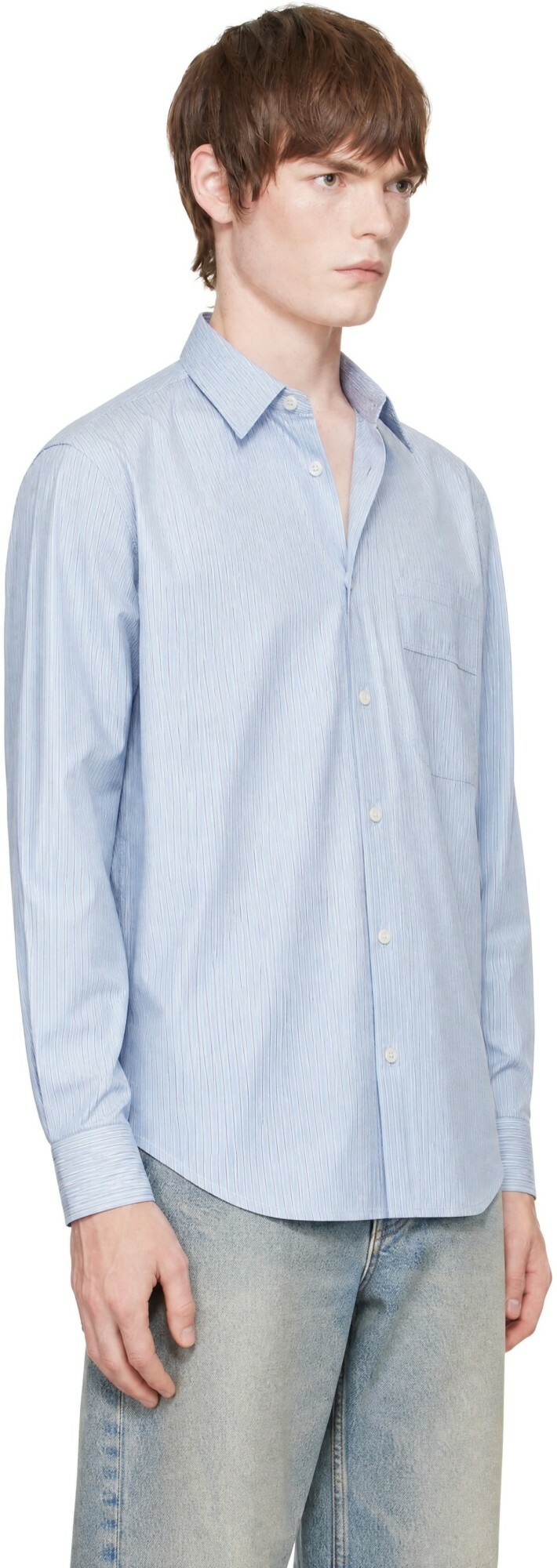 COOR Blue Pin Stripe Pointed Shirt
