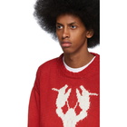 Thom Browne Red 4-Bar Lobster Sweater