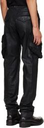 Julius Black Coated Gasmask Skinny Cargo Pants