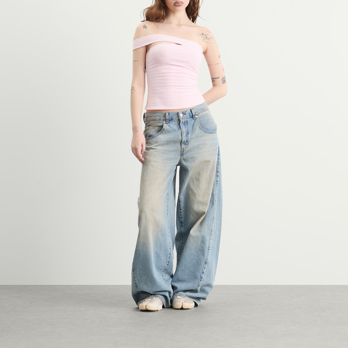 SKIMS Women's Cotton Jersey One Shoulder Top in Cherry Blossom