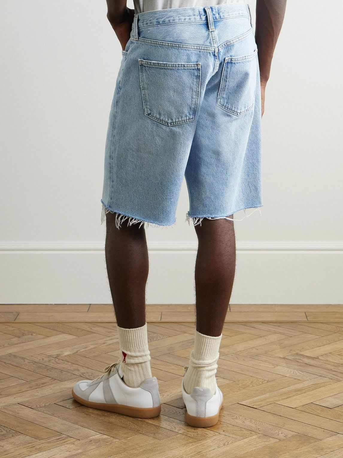 AGOLDE - Anson Straight-Leg Frayed Denim Shorts - Blue