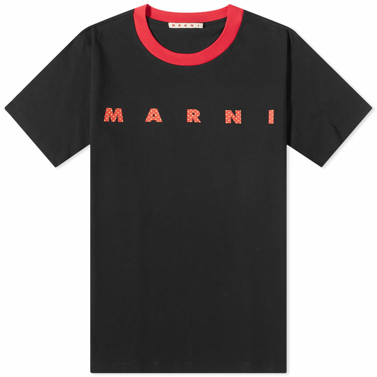 Marni Drip Logo Print Cotton Jersey T-shirt In White