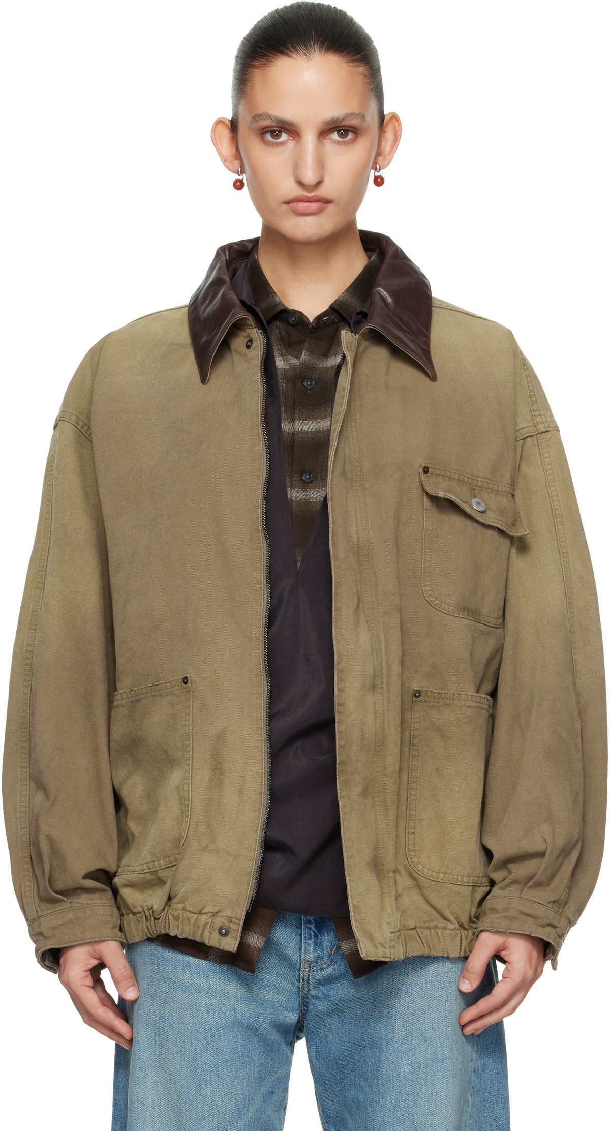 ssstein Beige Sulfur Dyed Oxford Vintage Jacket