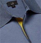 DUNHILL - Logo-Detailed Cotton and Mulberry Silk Polo Shirt - Blue