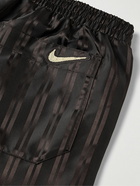 Nike - BODE Scrimmage Straight-Leg Logo-Embroidered Striped Satin Shorts - Brown