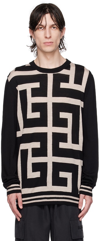 Photo: Balmain Black & Beige Monogram Sweater