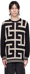 Balmain Black & Beige Monogram Sweater