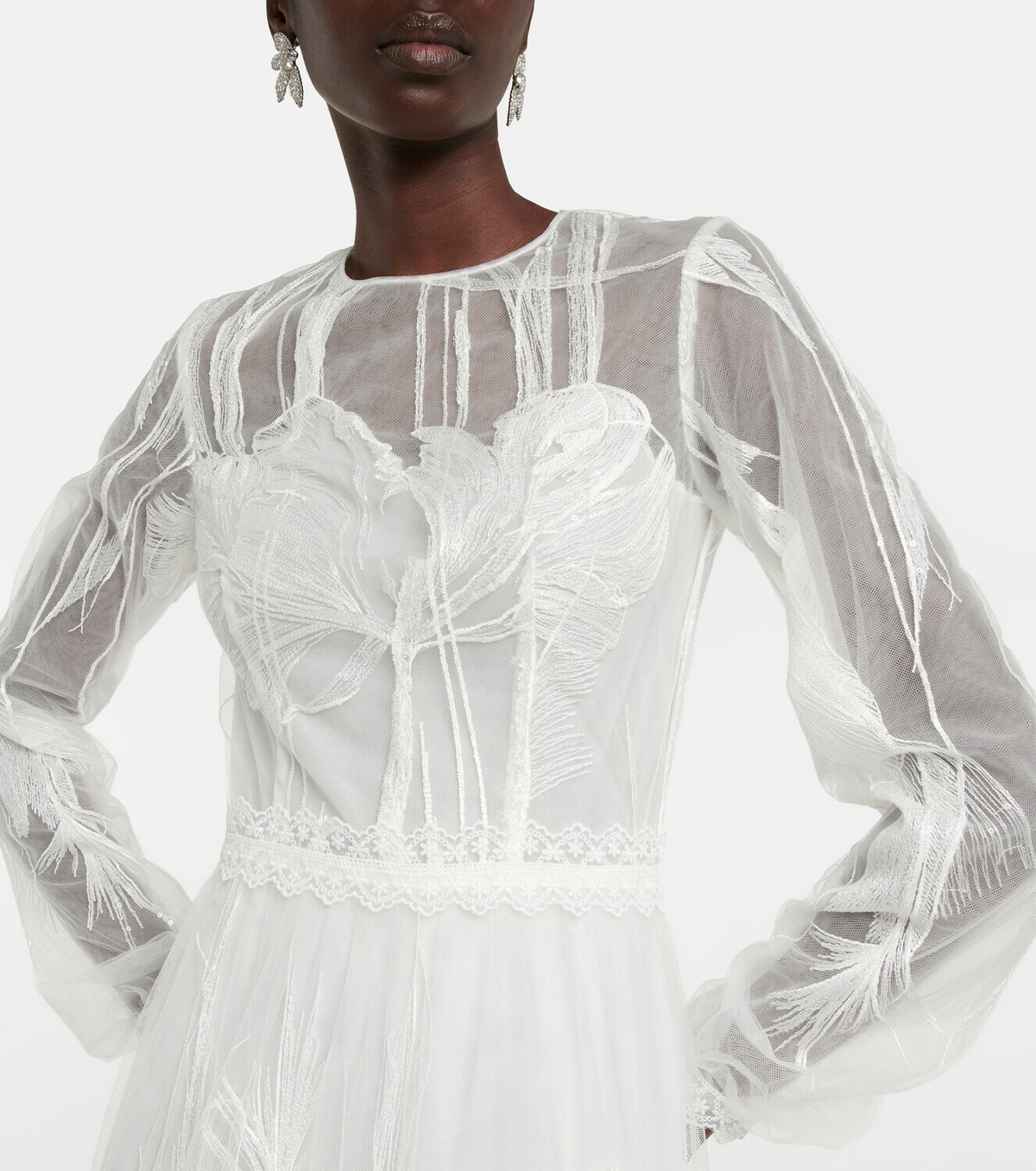 Costarellos Jezebel embroidered tulle gown Costarellos Costarellos Jezebel embroidered tulle gown Costarellos