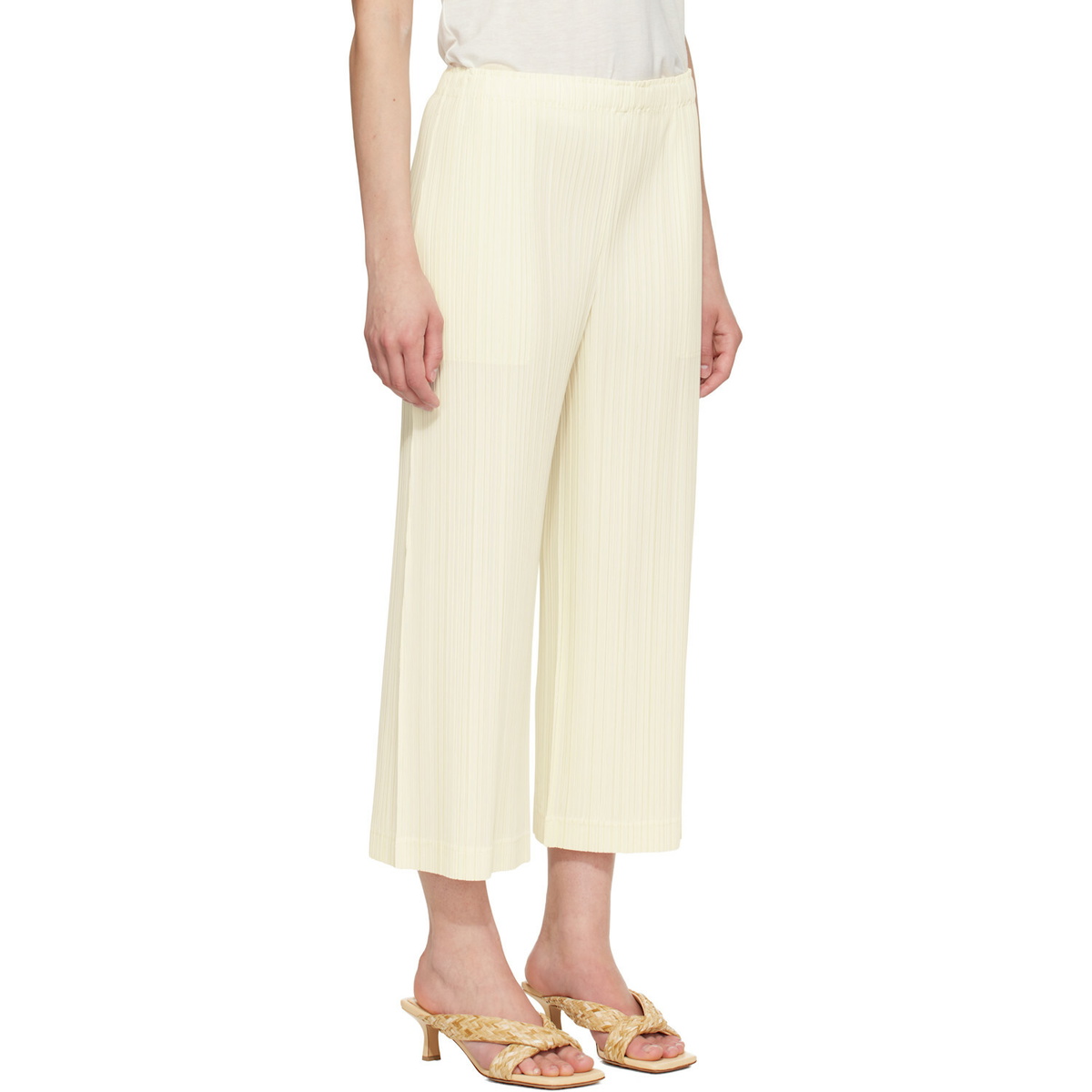 PLEATS PLEASE ISSEY MIYAKE Off-White Opaque Trousers