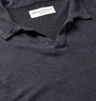 Officine Generale - Simon Garment-Dyed Slub Linen Polo Shirt - Navy