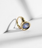 Octavia Elizabeth Tribute 18kt gold ring with diamonds and blue beryl