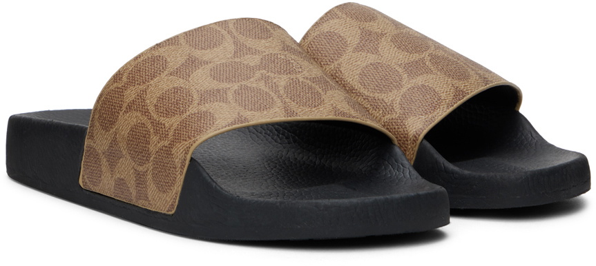 Coach 1941 Brown & Black Canvas Slides