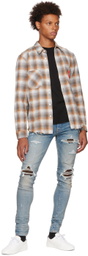 AMIRI Orange & Gray Stencil Plaid Shirt